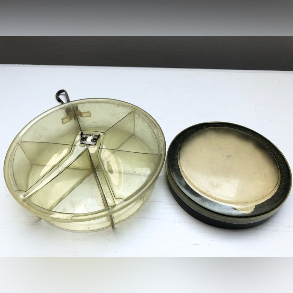 Vintage 1940’s Shoe Form Co. Fly Fishing Round Tackle Boxes